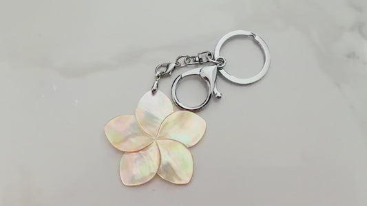 Mother of Pearl Plumeria Bag Charm - Island-Inspired Accessory